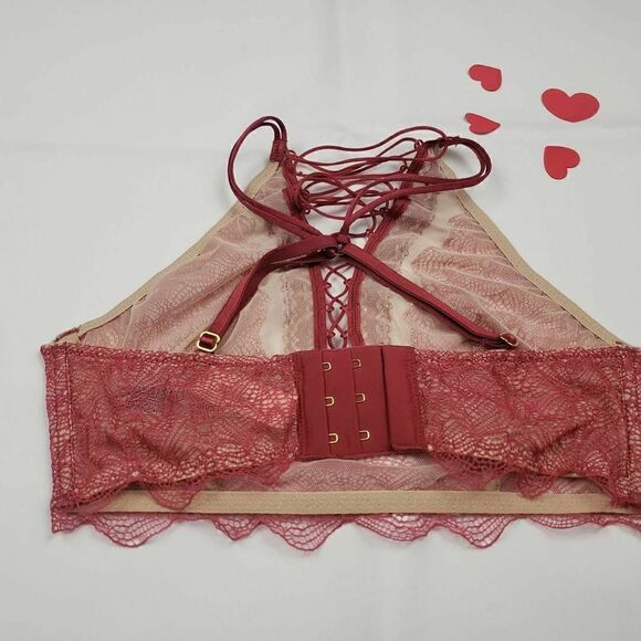 Victoria's Secret Very Sexy Brown Lace Up Racerback Bralette Bra XS NWT - Picture 4 of 4